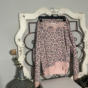 pink and grey cheeta print sweater